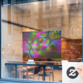 光カラフル抽象芸術トリップ(幻覚体験)のようなフラクタル ウィンドウサイン (カフェ窓)