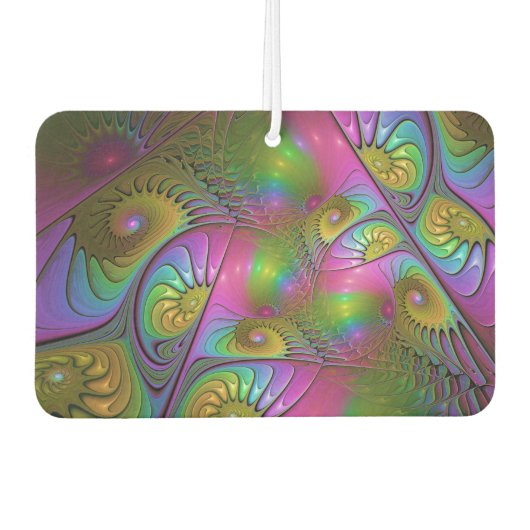 光カラフル抽象芸術トリップ（幻覚体験）のようなフラクタル カーエアーフレッシュナー (正面)