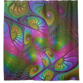 光カラフル抽象芸術トリップ（幻覚体験）のようなフラクタル シャワーカーテン (正面)