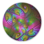 光カラフル抽象芸術トリップ（幻覚体験）のようなフラクタル セラミックノブ (正面)