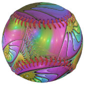 光カラフル抽象芸術トリップ（幻覚体験）のようなフラクタル ソフトボール (裏面)