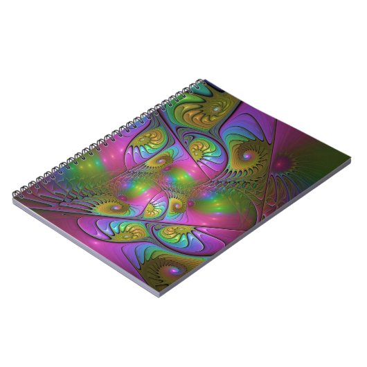 光カラフル抽象芸術トリップ(幻覚体験)のようなフラクタル ノートブック (左側)