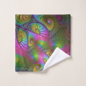 光カラフル抽象芸術トリップ(幻覚体験)のようなフラクタル バスタオルセット (ウォッシュタオル)