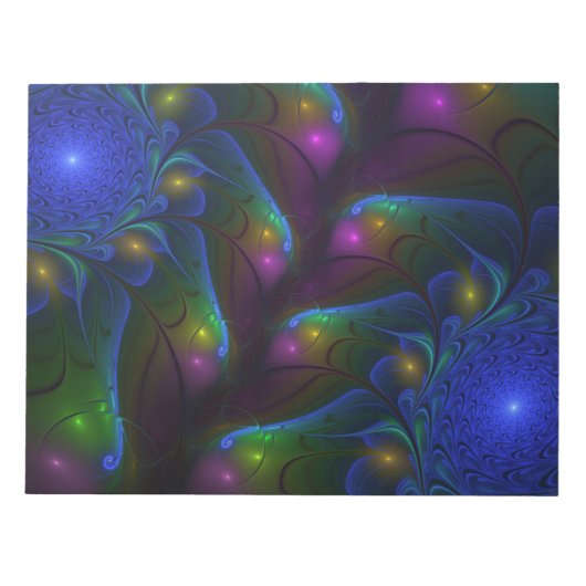 光カラフル抽象芸術フラモダンルトリップ（幻覚体験）のようなタル ノートパッド (正面)