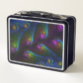光カラフル抽象芸術フラモダンルトリップ（幻覚体験）のようなタル メタルランチボックス (裏面)