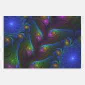 光カラフル抽象芸術フラモダンルトリップ（幻覚体験）のようなタル ラッピングペーパーシート (正面)