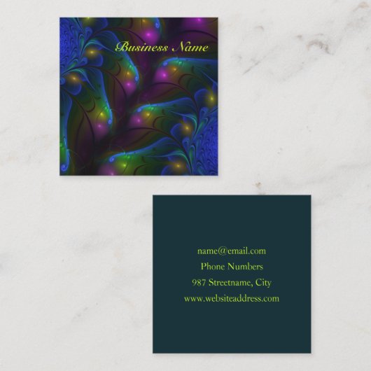 光カラフル抽象芸術モダンフラクタル スクエア名刺 (正面/裏面)