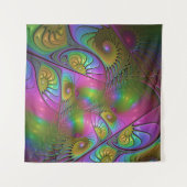 光カラフル抽象芸術モダンフラクタル タペストリー (正面(横))