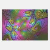 光カラフル抽象芸術モダンフラクタル ラッピングペーパーシート (正面3)