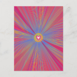 光カラフル線サイケデリックトリップ（幻覚体験）のようなハート ポストカード
