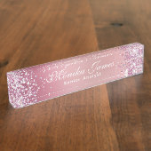 光ガーリー光ホログラフィフェイクックバラカスタム金ゴールド デスクネームプレート (側面)