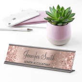 光ガーリー輝フェイクバラ金箔 デスクネームプレート