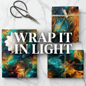 光スレッド： 3Dライトウィーブデザイン ラッピングペーパーシート