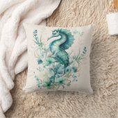 光ターコイズシーホース枕 クッション (ブランケット)