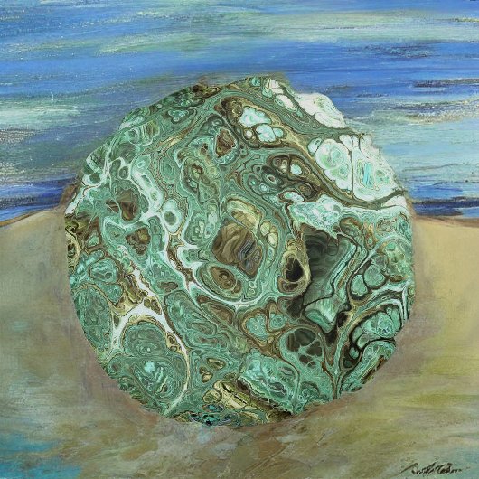 光ティール(緑がかった色)と灰色フェイク大理石丸い枕 ラウンドクッション