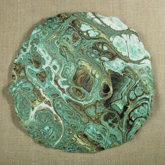 光ティール(緑がかった色)と灰色フェイク大理石丸い枕 ラウンドクッション