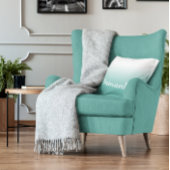 光ティール(緑がかった色)と白グラディエント書モダン道 クッション