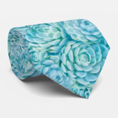 光ティール(緑がかった色)エチェヴェリア多肉植物パターン ネクタイ (ロール)