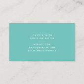 光ティール（緑がかった色）トレブルクレフ、 音符記号ミュージシャンインストラクター 名刺 (裏面)