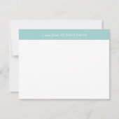 光ティール（緑がかった色）パーソナライズされたファミリー名モノグラム ノートカード (正面)