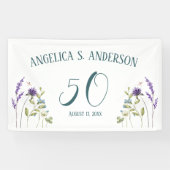 光ティール（緑がかった色）パーソナライズされた文字水色フローラ 横断幕 (横)