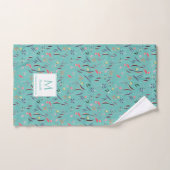 光ティール（緑がかった色）フローラ大切へGOD Monogram ハンドタオル (ハンドタオル)