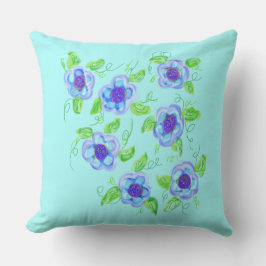 光ティール（緑がかった色）及び紫枕 クッション