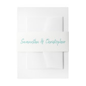 光ティール（緑がかった色）手書きマーカースタイル筆記体 招待状ベリーバンド (正面例)