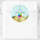 光ティール(緑がかった色)波状金ゴールドロゴモノグラム製品ラベル ラウンドシール (バッグ)