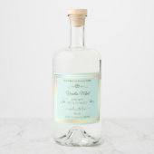 光ティール(緑がかった色)製品ラベル金ゴールドフレームヴィンテージバラ リキュールボトルラベル (正面)