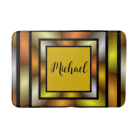 光トンネルのカラフルグラトリップ（幻覚体験）のようなフィック名 バスマット (正面)