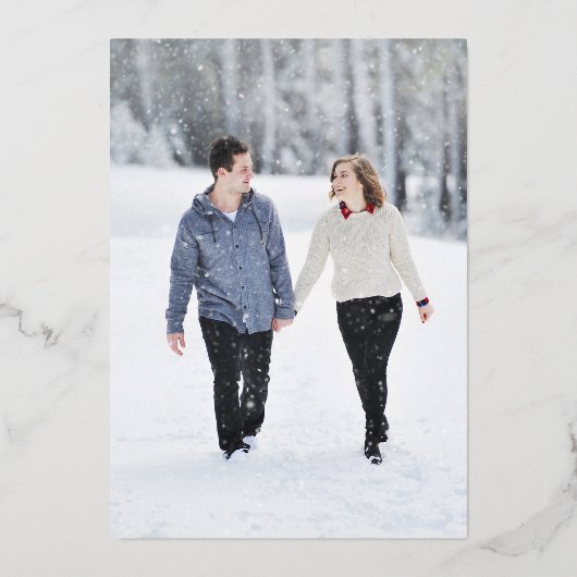 光ハートトナカイパーソナライズされたのクリスマスフォト 箔シーズンカード (裏面)