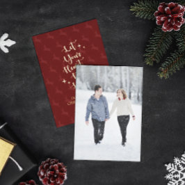 光ハートトナカイパーソナライズされたのクリスマスフォト 箔シーズンカード