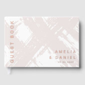 光バラの灰色のブラシ結婚ストローク名のフォイル ゲストブック (正面)