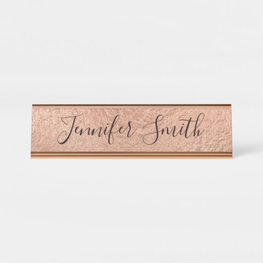 光バラ金ゴールドフェイクフォイルテクスチャ デスクネームプレート (正面)