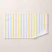光パステルストライプカラーの水平カラー バスタオルセット (ハンドタオル)