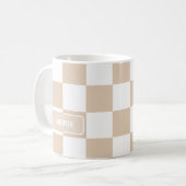 光パーソナライズされた市松模様に中立 コーヒーマグカップ (正面左)