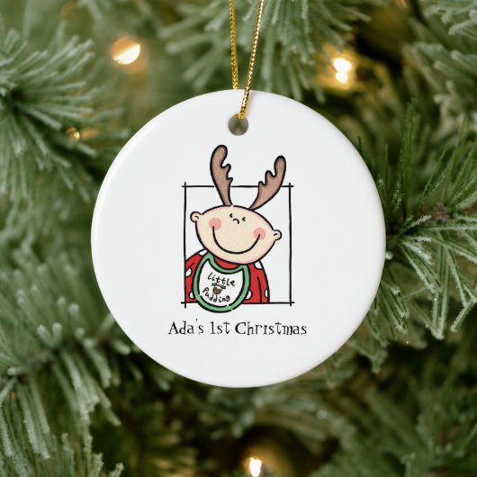 光パーソナライズされた肌トーンベビー顔ベビー第1位 セラミックオーナメント (ツリー)