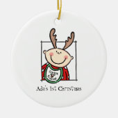 光パーソナライズされた肌トーンベビー顔ベビー第1位 セラミックオーナメント (正面)