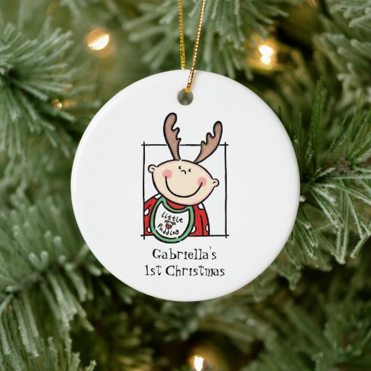 光パーソナライズされた肌トーンベビー顔ベビー第1位 セラミックオーナメント (ツリー)