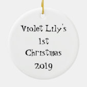 光パーソナライズされた肌トーンベビー顔ベビー第1位 セラミックオーナメント (裏面)