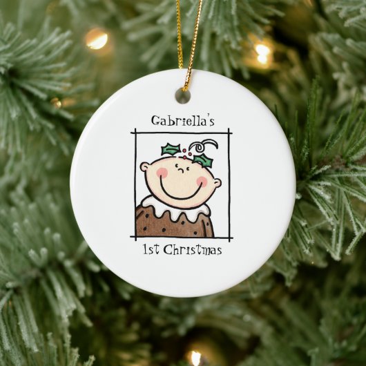 光パーソナライズされた肌トーンベビー顔ベビー第1位 セラミックオーナメント (ツリー)