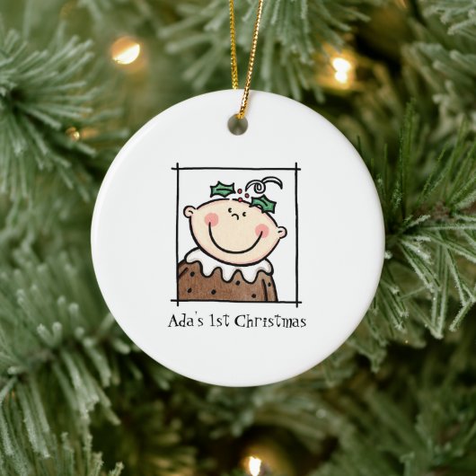 光パーソナライズされた肌トーンベビー顔ベビー第1位 セラミックオーナメント (ツリー)