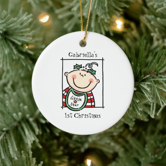 光パーソナライズされた肌トーンベビー顔ベビー第1位 セラミックオーナメント (ツリー)