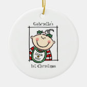 光パーソナライズされた肌トーンベビー顔ベビー第1位 セラミックオーナメント (正面)