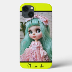 光パーソナライズされた鮮ネオンレモン iPhone 13ケース