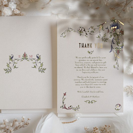 光ビクトリアン付き金箔サンキューカード 箔招待状