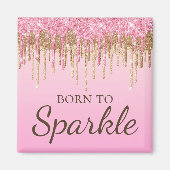 光ピンクと金ゴールド滴下グリッターを輝かせる マグネット (正面)