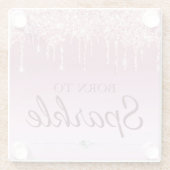 光ピンクのグラム滴下グリッターを輝かせ生まれる ガラスコースター (裏面)