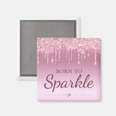 光ピンクのグラム滴下グリッターを輝かせ生まれる マグネット (正面/裏面)